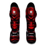 Red Japanese Demon Mask Print Muay Thai Shin Guard