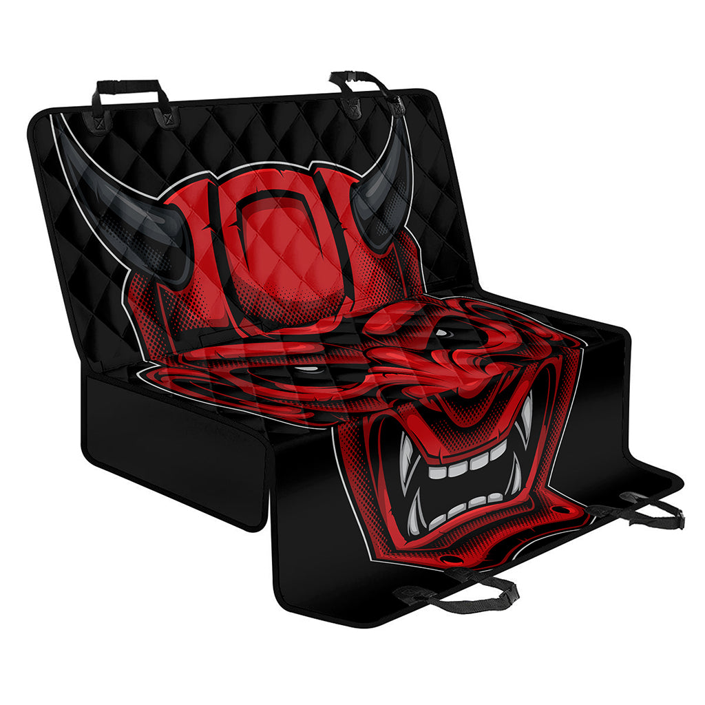 Red Japanese Demon Mask Print Pet Car Back Seat Cover
