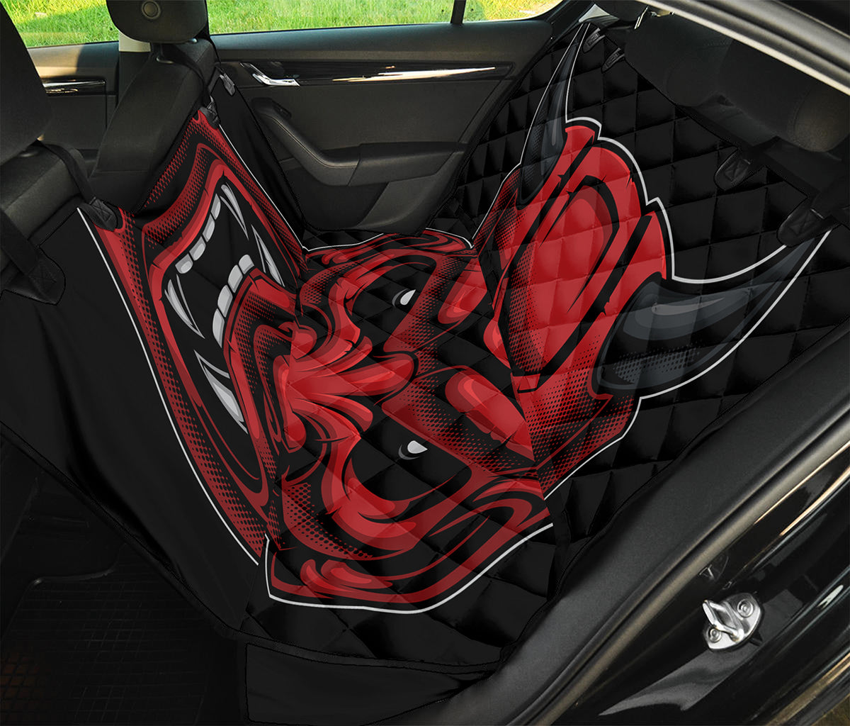 Red Japanese Demon Mask Print Pet Car Back Seat Cover