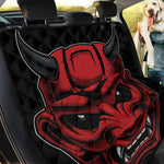 Red Japanese Demon Mask Print Pet Car Back Seat Cover