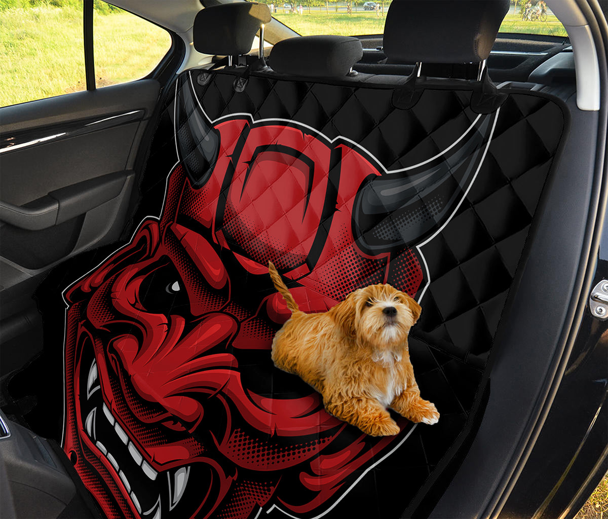 Red Japanese Demon Mask Print Pet Car Back Seat Cover