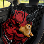 Red Japanese Demon Mask Print Pet Car Back Seat Cover