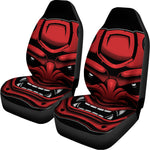 Red Japanese Demon Mask Print Universal Fit Car Seat Covers