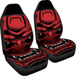 Red Japanese Demon Mask Print Universal Fit Car Seat Covers
