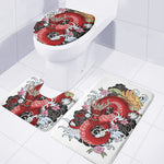 Red Japanese Dragon Tattoo Print 3 Piece Bath Mat Set
