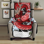 Red Japanese Dragon Tattoo Print Armchair Protector