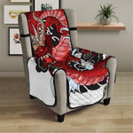 Red Japanese Dragon Tattoo Print Armchair Protector