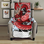 Red Japanese Dragon Tattoo Print Armchair Protector