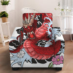 Red Japanese Dragon Tattoo Print Armchair Slipcover