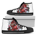 Red Japanese Dragon Tattoo Print Black High Top Shoes