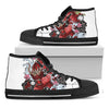 Red Japanese Dragon Tattoo Print Black High Top Shoes