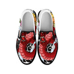 Red Japanese Dragon Tattoo Print Black Slip On Shoes