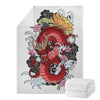 Red Japanese Dragon Tattoo Print Blanket