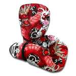 Red Japanese Dragon Tattoo Print Boxing Gloves