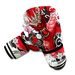 Red Japanese Dragon Tattoo Print Boxing Gloves