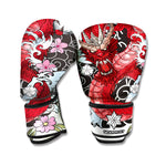 Red Japanese Dragon Tattoo Print Boxing Gloves