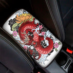 Red Japanese Dragon Tattoo Print Car Center Console Cover