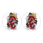 Red Japanese Dragon Tattoo Print Car Coasters