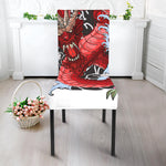 Red Japanese Dragon Tattoo Print Dining Chair Slipcover