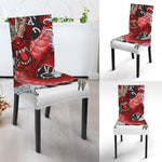 Red Japanese Dragon Tattoo Print Dining Chair Slipcover