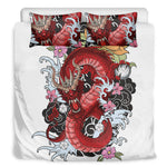 Red Japanese Dragon Tattoo Print Duvet Cover Bedding Set