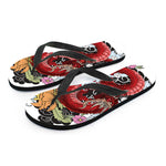 Red Japanese Dragon Tattoo Print Flip Flops