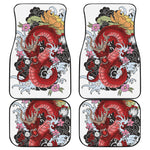 Red Japanese Dragon Tattoo Print Front and Back Car Floor Mats