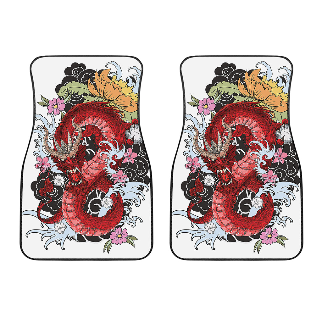 Red Japanese Dragon Tattoo Print Front Car Floor Mats