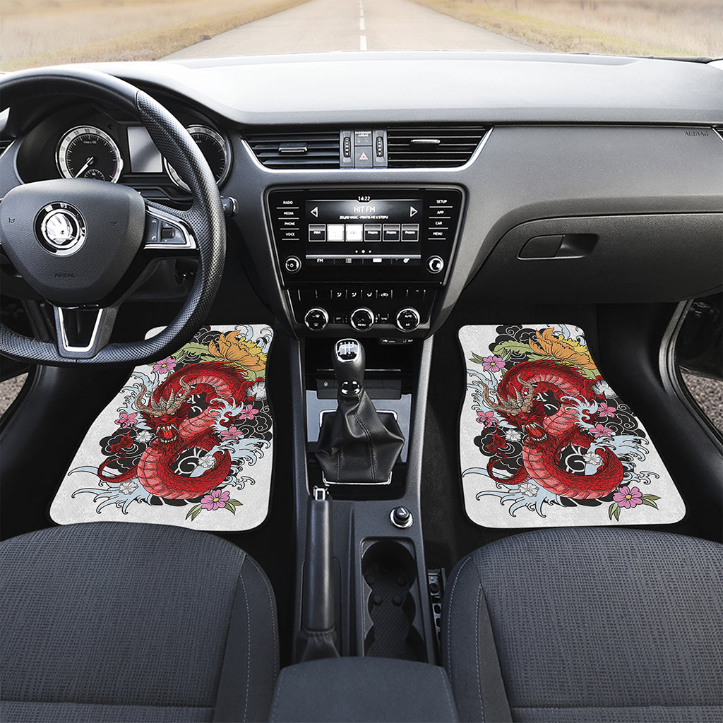 Red Japanese Dragon Tattoo Print Front Car Floor Mats