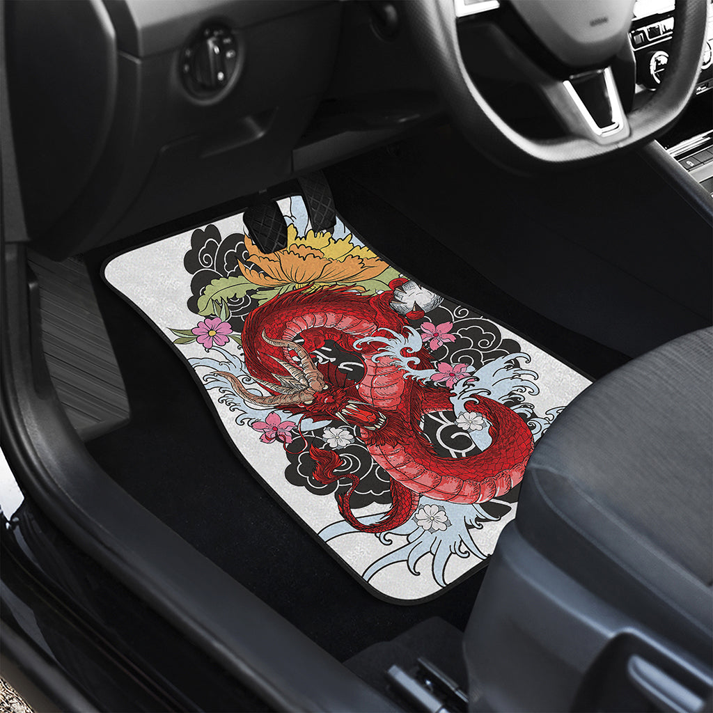 Red Japanese Dragon Tattoo Print Front Car Floor Mats
