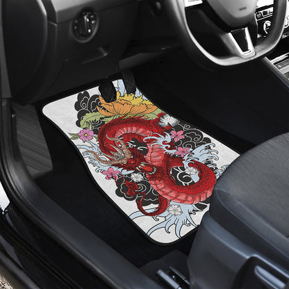 Red Japanese Dragon Tattoo Print Front Car Floor Mats