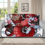 Red Japanese Dragon Tattoo Print Futon Protector