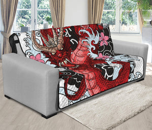 Red Japanese Dragon Tattoo Print Futon Protector