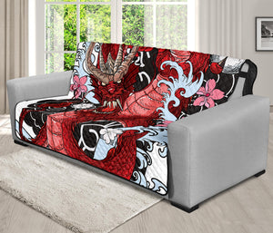 Red Japanese Dragon Tattoo Print Futon Protector