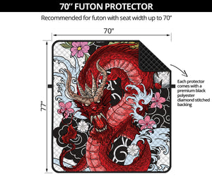 Red Japanese Dragon Tattoo Print Futon Protector