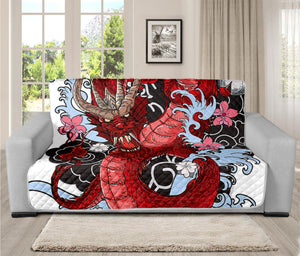 Red Japanese Dragon Tattoo Print Futon Protector