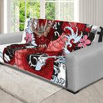 Red Japanese Dragon Tattoo Print Futon Protector