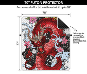 Red Japanese Dragon Tattoo Print Futon Protector