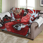 Red Japanese Dragon Tattoo Print Loveseat Protector