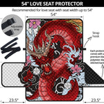 Red Japanese Dragon Tattoo Print Loveseat Protector