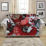 Red Japanese Dragon Tattoo Print Loveseat Protector