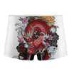 Red Japanese Dragon Tattoo Print Men's Boxer Briefs