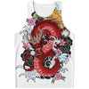 Red Japanese Dragon Tattoo Print Men's Tank Top