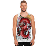 Red Japanese Dragon Tattoo Print Men's Tank Top