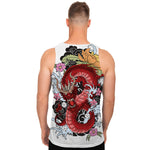 Red Japanese Dragon Tattoo Print Men's Tank Top