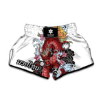 Red Japanese Dragon Tattoo Print Muay Thai Boxing Shorts