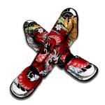 Red Japanese Dragon Tattoo Print Muay Thai Shin Guard