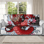 Red Japanese Dragon Tattoo Print Oversized Sofa Protector