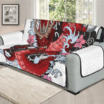 Red Japanese Dragon Tattoo Print Oversized Sofa Protector