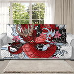 Red Japanese Dragon Tattoo Print Oversized Sofa Protector